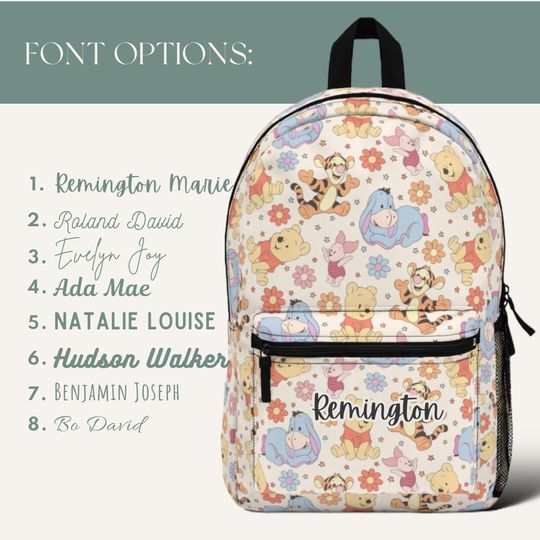Winnie the Pooh Disney Backpack, Back to School Book Bag, Disney Bag