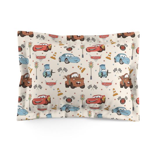 Cars Microfiber Lumbar Pillow Sham for Kids, Toddler Bedding, Disney Lightning McQueen Sleepover Accessory
