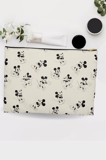 Neutral Mickey Mouse Accessory Pouch, Disney Vacation Gift