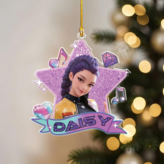 Personalized Name Huntrix Zoey Christmas Ornament, Custom Kpop Demon Hunter Ornament