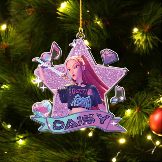Personalized Name Huntrix Zoey Christmas Ornament, Custom Kpop Demon Hunter Ornament