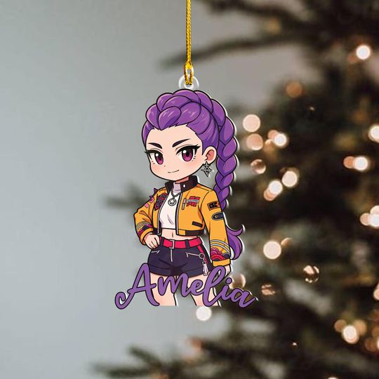Personalized Rumi Kpop Huntrix Ornament, Custom Name Anime/Game Character Keepsake