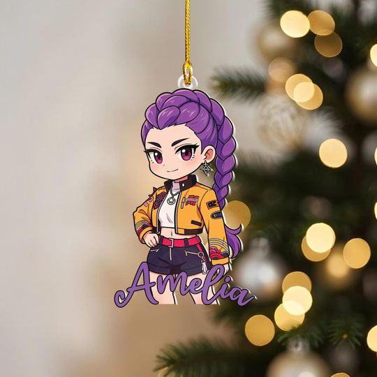 Personalized Rumi Kpop Huntrix Ornament, Custom Name Anime/Game Character Keepsake