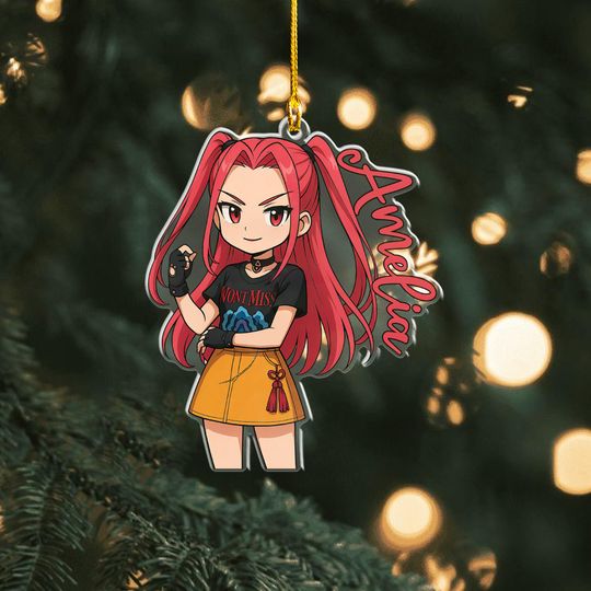 Personalized Mira Kpop Huntrix Ornament, Custom Name Anime/Game Character Keepsake