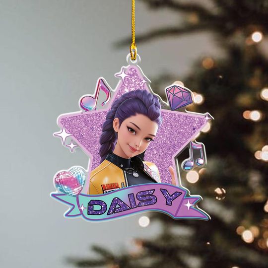 Personalized Name Huntrix Zoey Christmas Ornament, Custom Kpop Demon Hunter Ornament