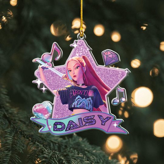 Personalized Name Huntrix Zoey Christmas Ornament, Custom Kpop Demon Hunter Ornament