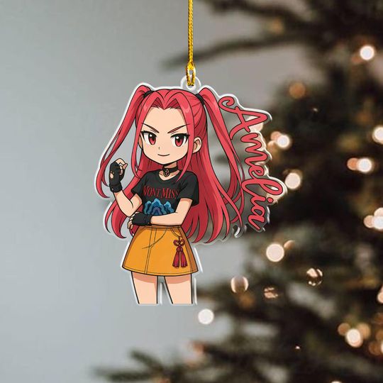 Personalized Mira Kpop Huntrix Ornament, Custom Name Anime/Game Character Keepsake