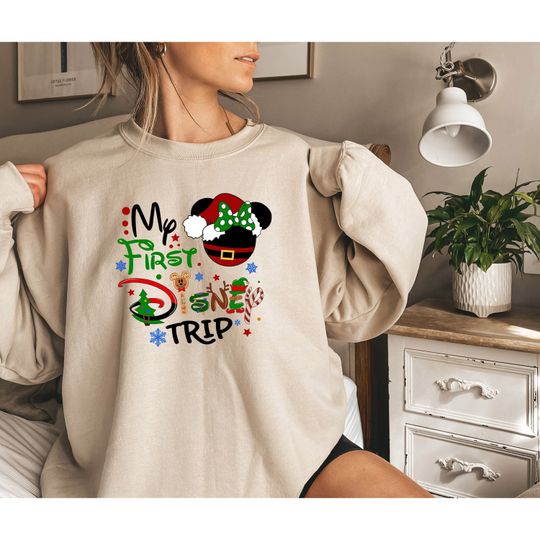 First Disneyland Trip Christmas Sweatshirt, My first Disney Trip, Matching Christmas Disney Sweatshirts, Disney family hoodie,