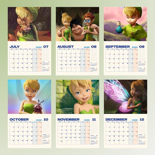 Tinkerbell Disney Calendar, Wall Calendar 2026, Disney Calendar