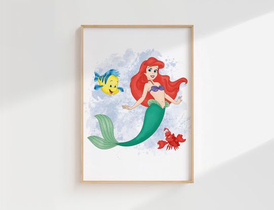 Little Mermaid Wall Art for Girls Room,  Little Mermaid Decor,  Prints Kids Room Wall Art, Nursery Decor ,Set of 2