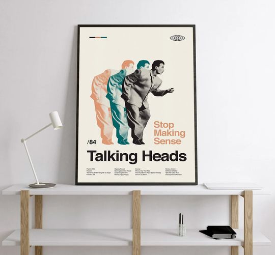 Vintage Minimalist Mid Century Modern Art Talking Heads Stop Making Sense Poster