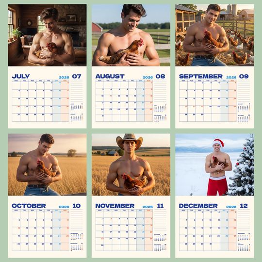 Hanks With Hen Calendar 2026, Funny Chicken Calendar, Farm Humor Gift