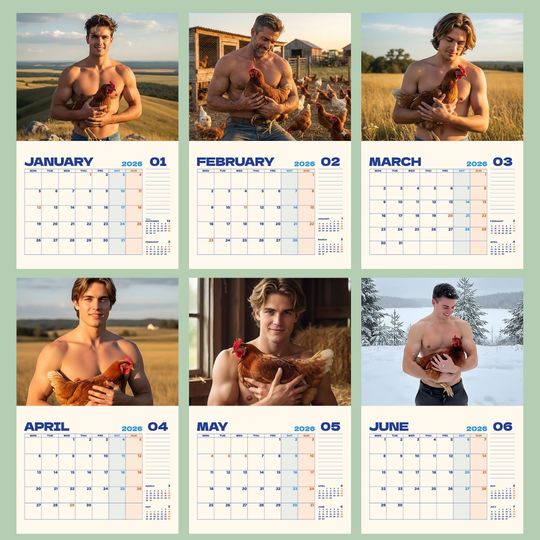 Hanks With Hen Calendar 2026, Funny Chicken Calendar, Farm Humor Gift