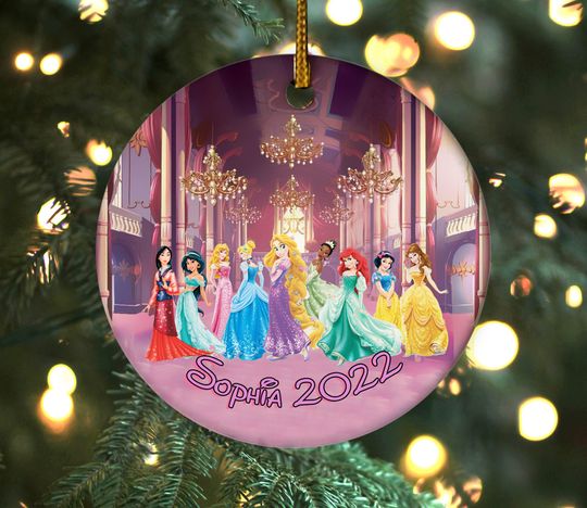 Disney Princesses Ornament, Disneyworld Christmas Ornament, Custom Princess Christmas