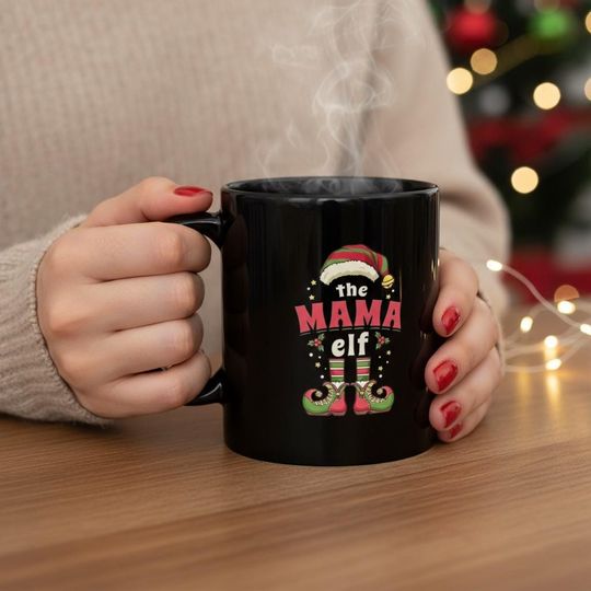 Mama Elf Christmas Mug: Funny Holiday Coffee Cup Gift