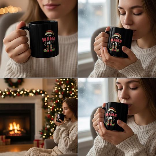Mama Elf Christmas Mug: Funny Holiday Coffee Cup Gift