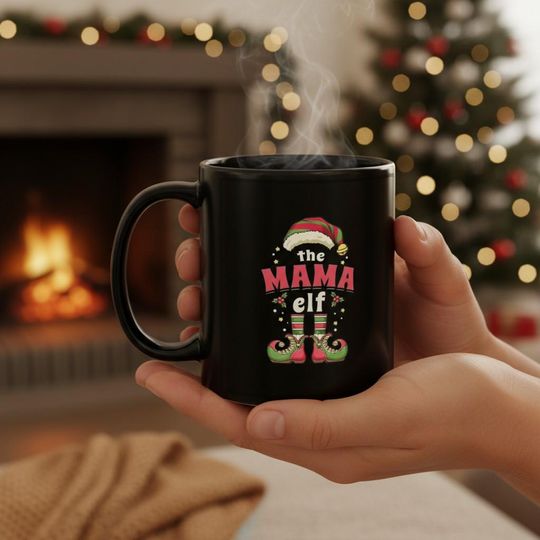 Mama Elf Christmas Mug: Funny Holiday Coffee Cup Gift