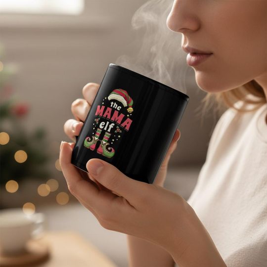 Mama Elf Christmas Mug: Funny Holiday Coffee Cup Gift