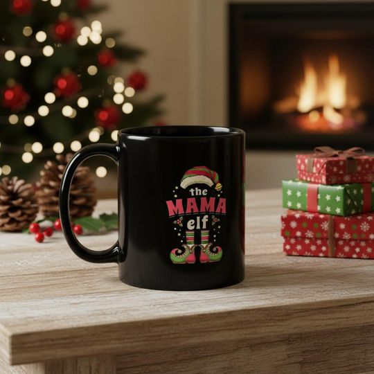 Mama Elf Christmas Mug: Funny Holiday Coffee Cup Gift