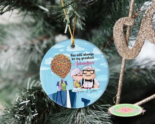 Customized Carl and Ellie Ornament, Up Couple Ornament, Disney Couple Ornament