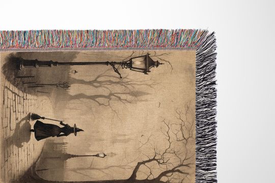 Witchy Walk Woven Throw Blanket: Dark Cottagecore Halloween Decor
