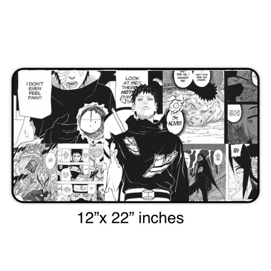 Narutoo Obito Uchiha Manga Panel Desk Mat | Black & White Anime Gaming Mouse Pad