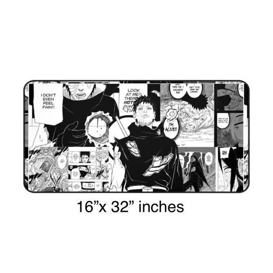 Narutoo Obito Uchiha Manga Panel Desk Mat | Black & White Anime Gaming Mouse Pad