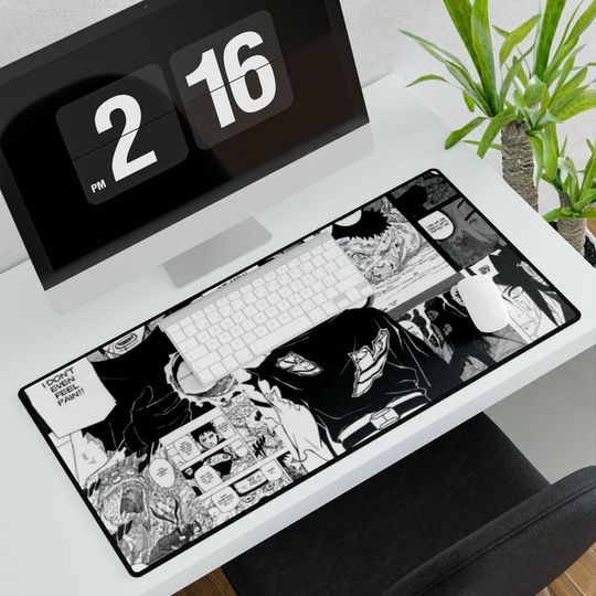 Narutoo Obito Uchiha Manga Panel Desk Mat | Black & White Anime Gaming Mouse Pad