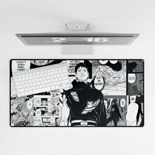 Narutoo Obito Uchiha Manga Panel Desk Mat | Black & White Anime Gaming Mouse Pad