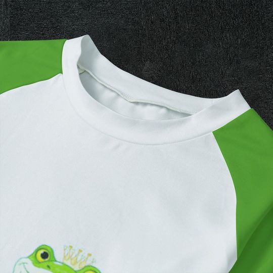 Green Frog Kid's Raglan Sleeve Pajamas printed pants