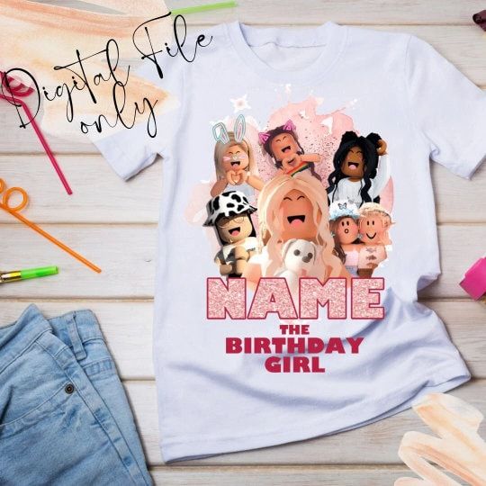 Roblox birthday Shirt for Girls, Personalized Iron on transfer