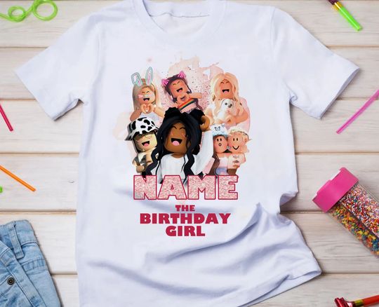 Roblox birthday Shirt for Girls , Funny Gamer Cartoon Kids T-shirt