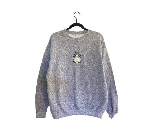 Cute Totoro! Embroidered Crewneck | Anime Themed Sweatshirt, Pullover, Gift