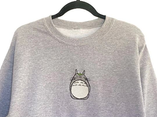 Cute Totoro! Embroidered Crewneck | Anime Themed Sweatshirt, Pullover, Gift