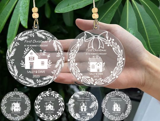 Personalized Tiny House Ornaments  Bundle, Christmas ornament, Acrylic Ornament  , Glowforge