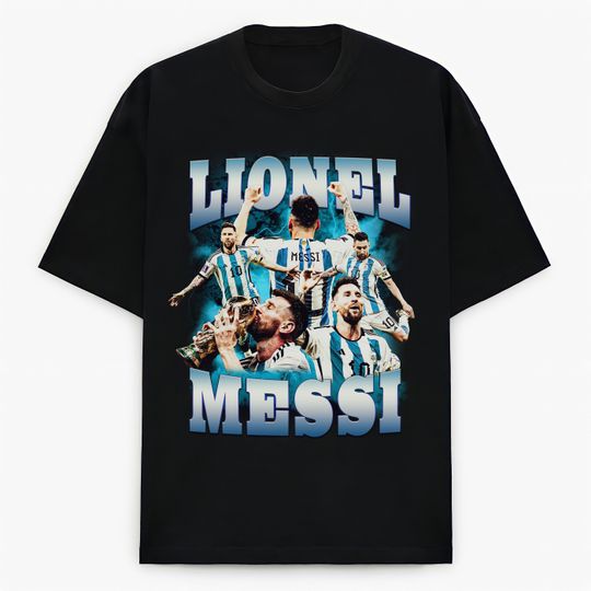 Lionel Messi FIFA World Cup Champion Soccer Football Sports Vintage Bootleg Retro 90s  T-shirt