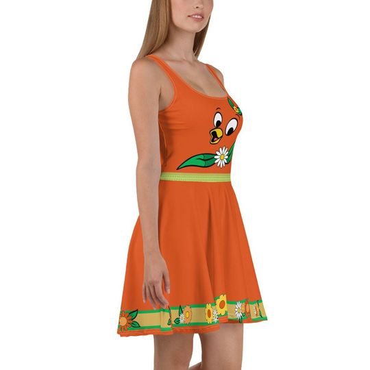 Orange Birdie Skater Dress