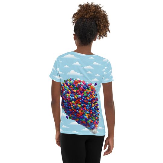 Balloons Women's Athletic T-shirt – Fun Cartoon Casual Graphic Tee for Adults