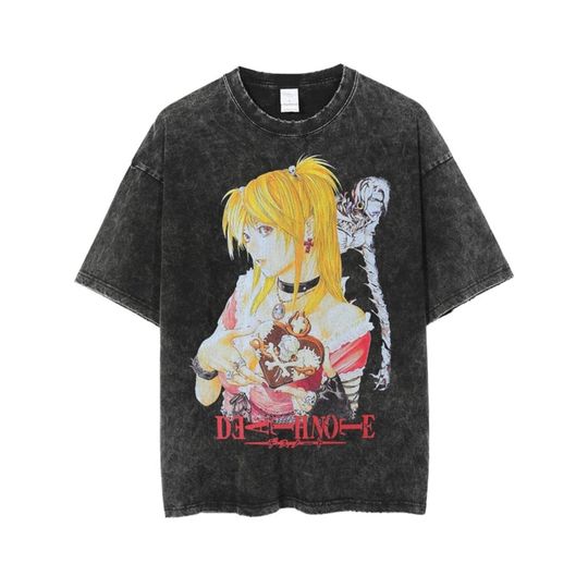 2022 Unisex Washed TShirt Anime Japanese Death Manga Note T-shirt Hip Hop Streetwear