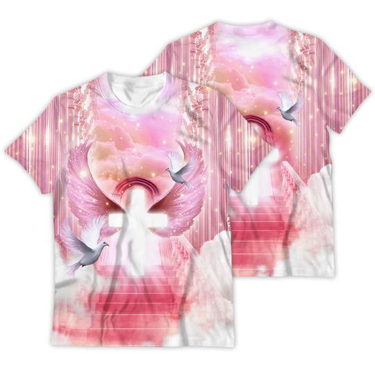 Custom Rip Memorial Shirt Pink In Loving Memory Your Wings Were Ready But Our Hearts Were Not Funeral Gift 3D T-Shirt