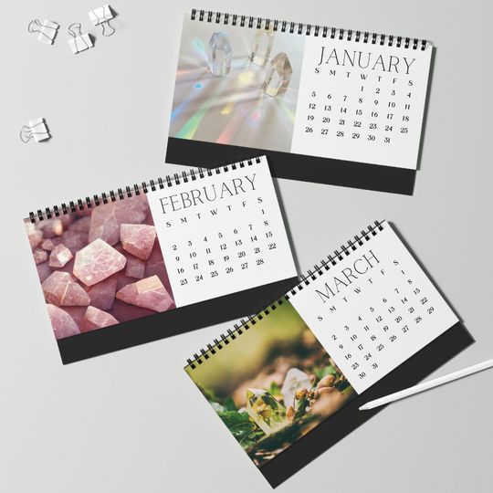 Healing Crystals Desktop Calendar Boho Spiritual Decor