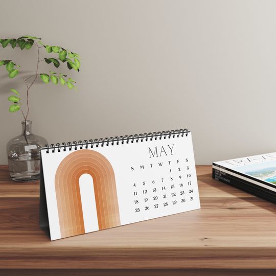 Mid Century Modern Desk Calendar Boho Office Decor