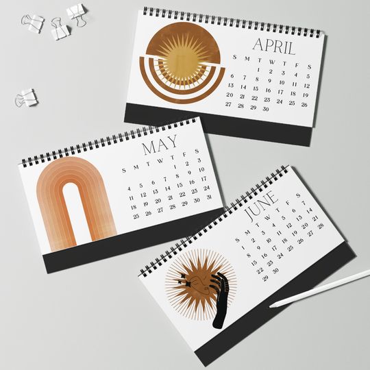 Mid Century Modern Desk Calendar Boho Office Decor