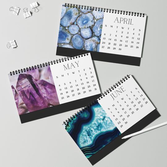 Healing Crystals Desktop Calendar Boho Spiritual Decor