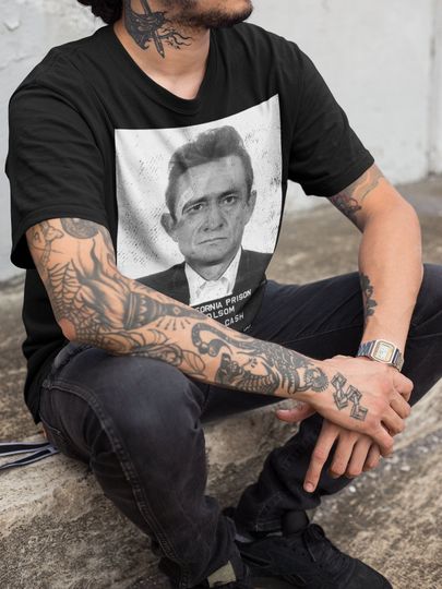 Johnny Cash Shirt | Mugshot Tee | Classic Vintage Folsom Prison T-Shirt