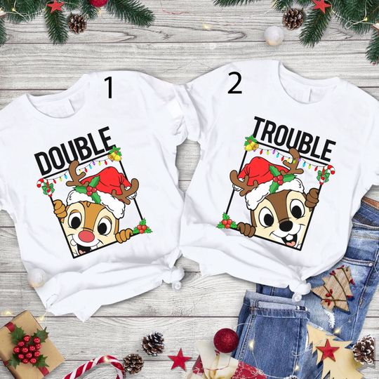 Disney Chip And Dale Christmas Shirt, Cute Christmas Couples Shirt