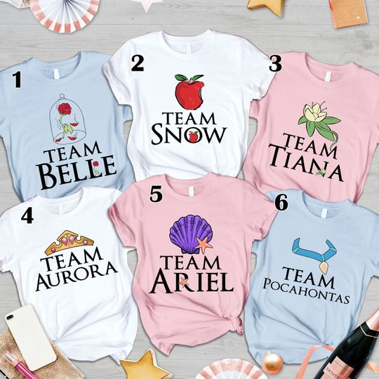 Disney Princess Shirts Belle Snow White Tana Aurora Princess Disneyland Shirts