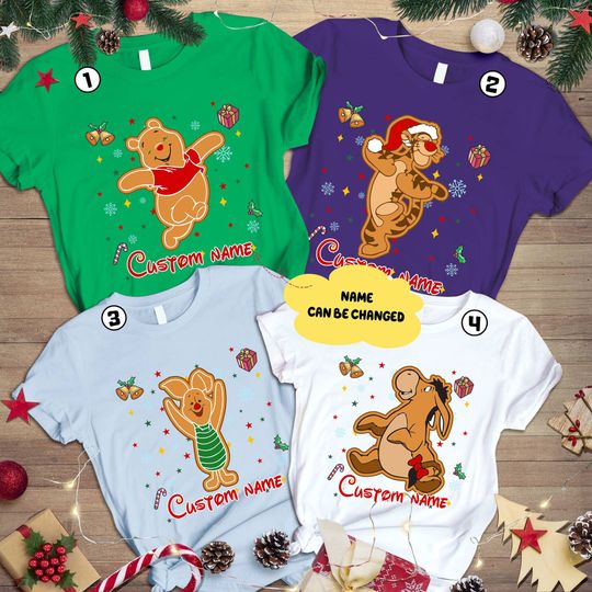 Winnie The Pooh Disney Christmas Shirt Pooh Piglet Tigger Gingerbread Family Shirt
