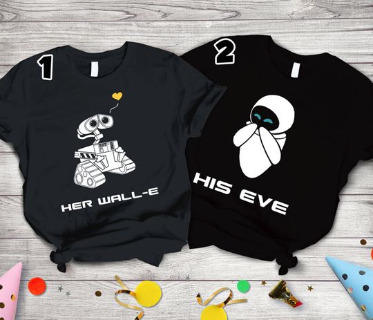Wall-E and Eve Shirt Disneyland Couple Matching Tee,T-shirt for Couple, Disney Couples