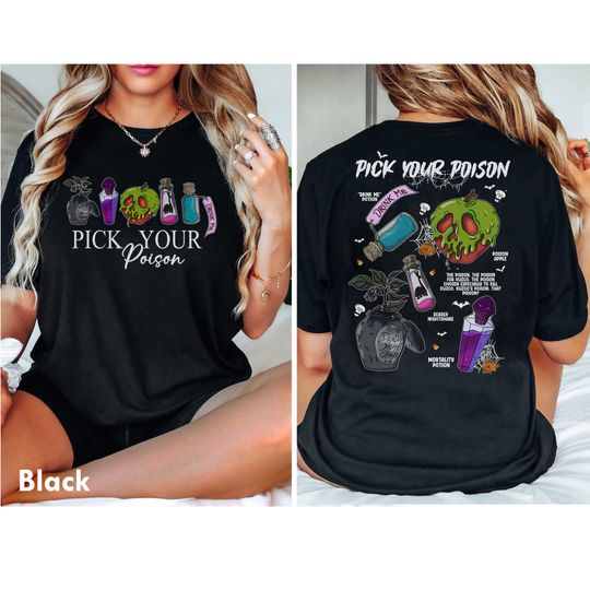 Pick Your Poison Double Sided T-Shirt, Disney Halloween Sided T-Shirt